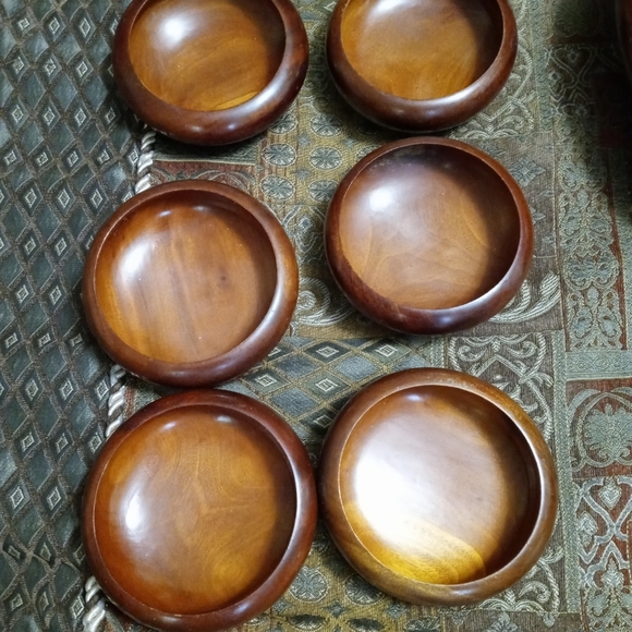 🍜🍲 7 RUSTIC WOOD SALAD BOWLS 🍜🍲A FANTASTIC "VINTAGE" GIFT.🎁 - Picture 2 of 8
